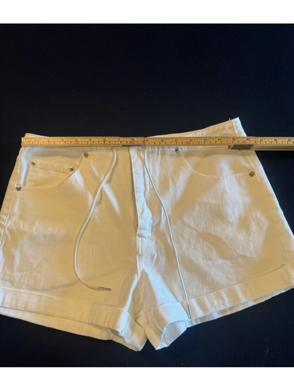 DAZE White Drawstring Denim Athletic Shorts